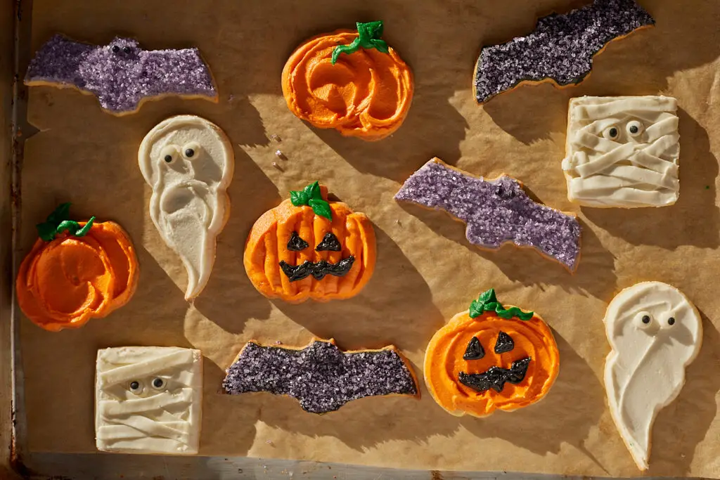 halloween sugar cutout cookies with buttercream frosting 