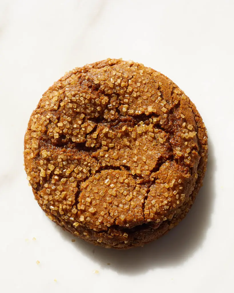 a crinkly ginger molasses cookie that hasn't spread enough so it's more squat
